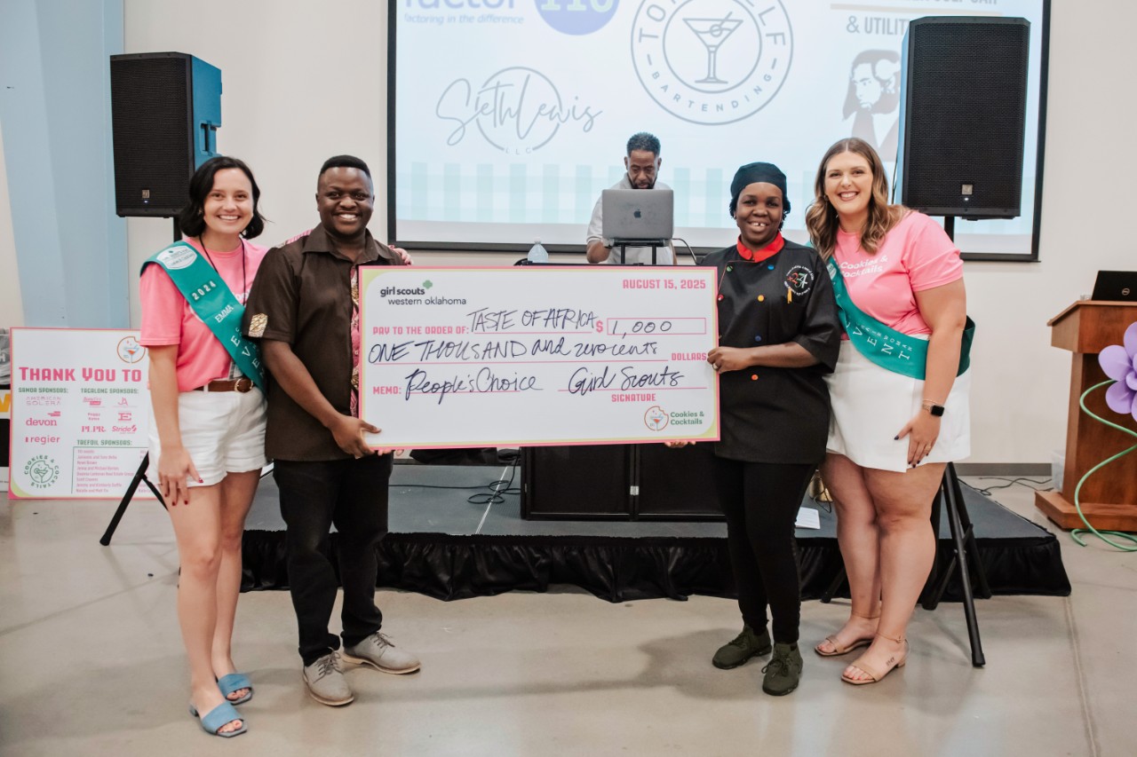 Cookies and Cocktails 24-La Hacienda receives a $1,000 check for winning People's Choice